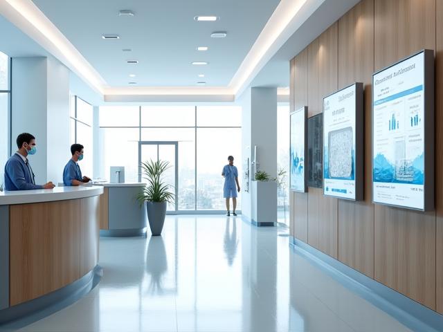 Moderne Klinik mit automatisierten Patientendiensten und effizienter Verwaltung