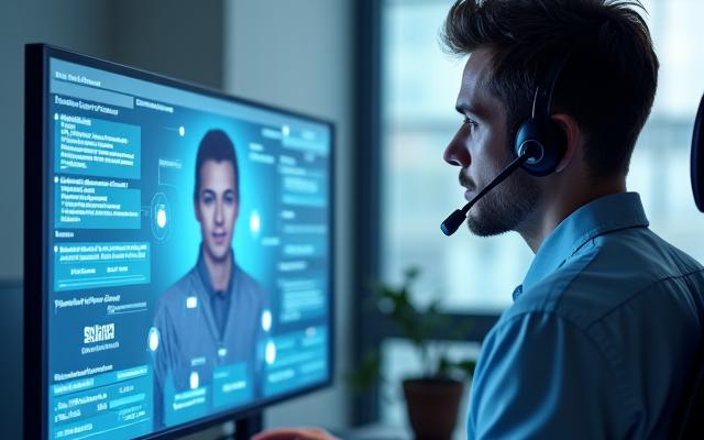 Ein virtueller Assistent unterstützt einen Kundenservicemitarbeiter